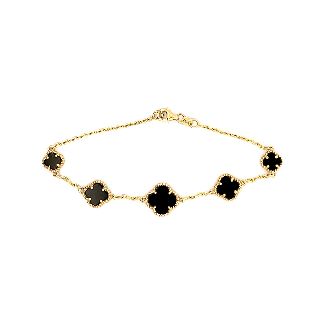 9ct Yellow Gold Tapering Clover/Quatrefoil Bracelet