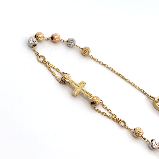 9ct Three Tone Rosary Bracelet