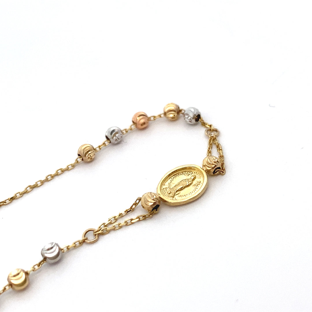 9ct Three Tone Rosary Bracelet