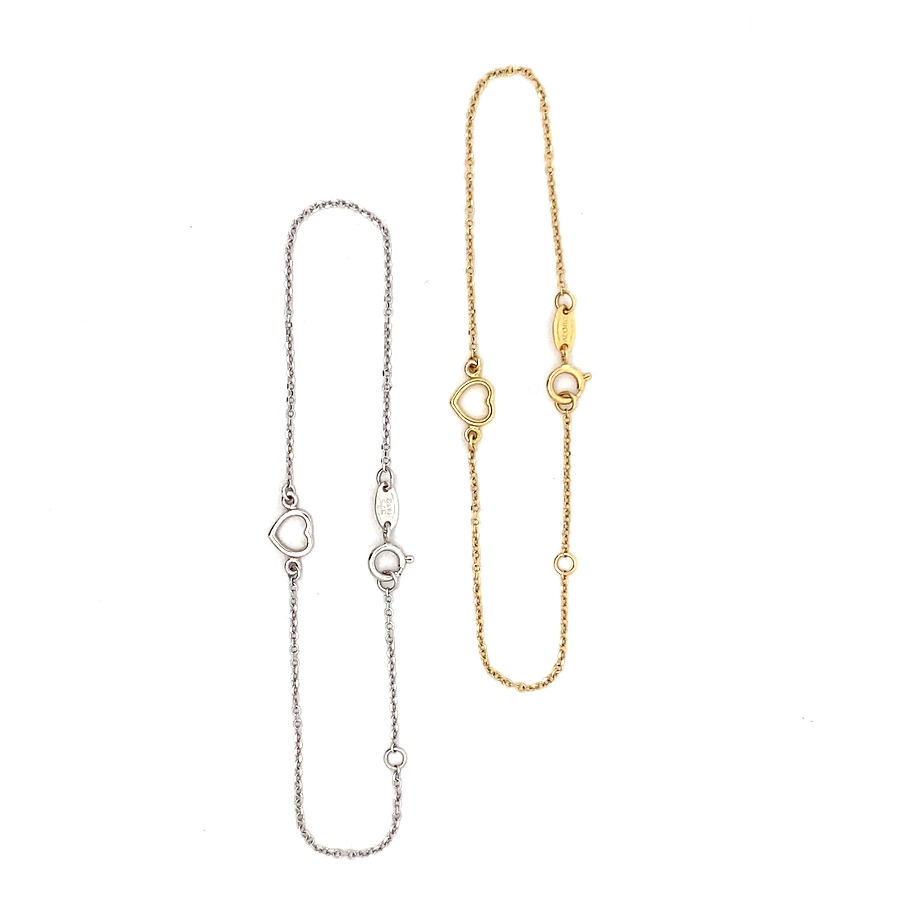 9ct Gold Heart Detail Bracelet – Yellow or White Gold