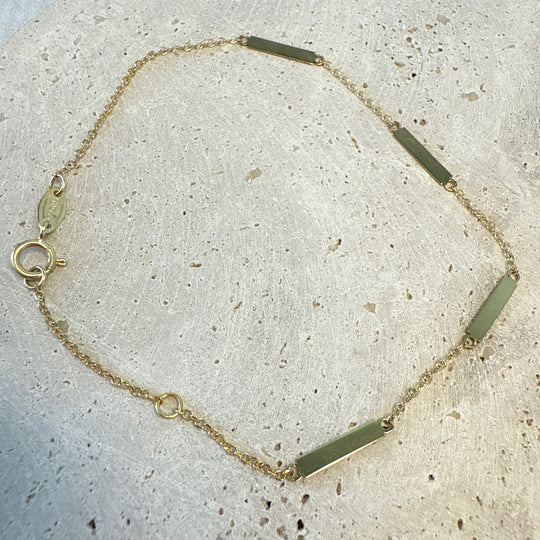 9ct Yellow Gold Delicate 7 Bar Bracelet