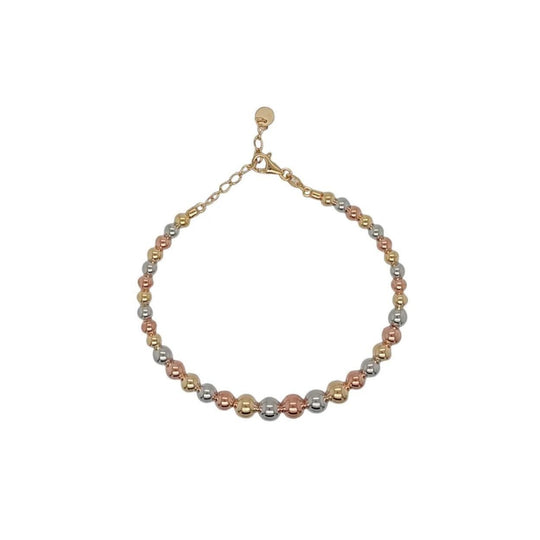 9ct Yellow, White & Rose Gold Graduated Ball Cuff Bracelet