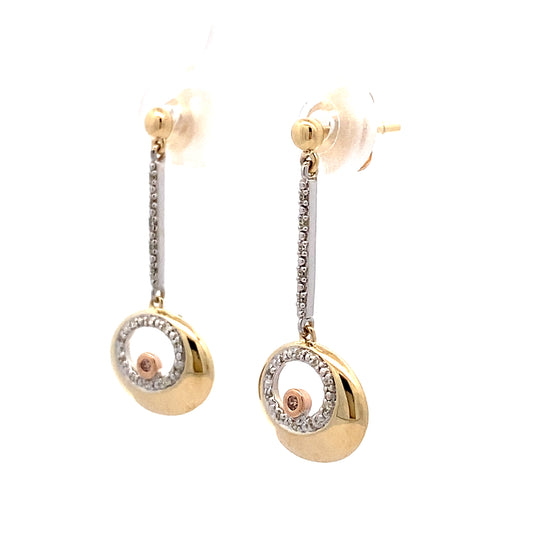 9ct White and Rose Gold Australian Pink Drop Diamond Earrings from the Argyle Mine