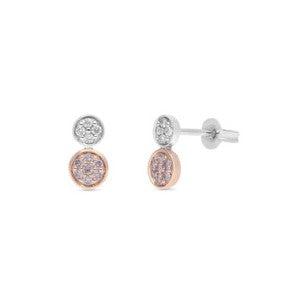 9ct White and Rose Gold Australian Pink Diamond Earrings from the Argyle Mine