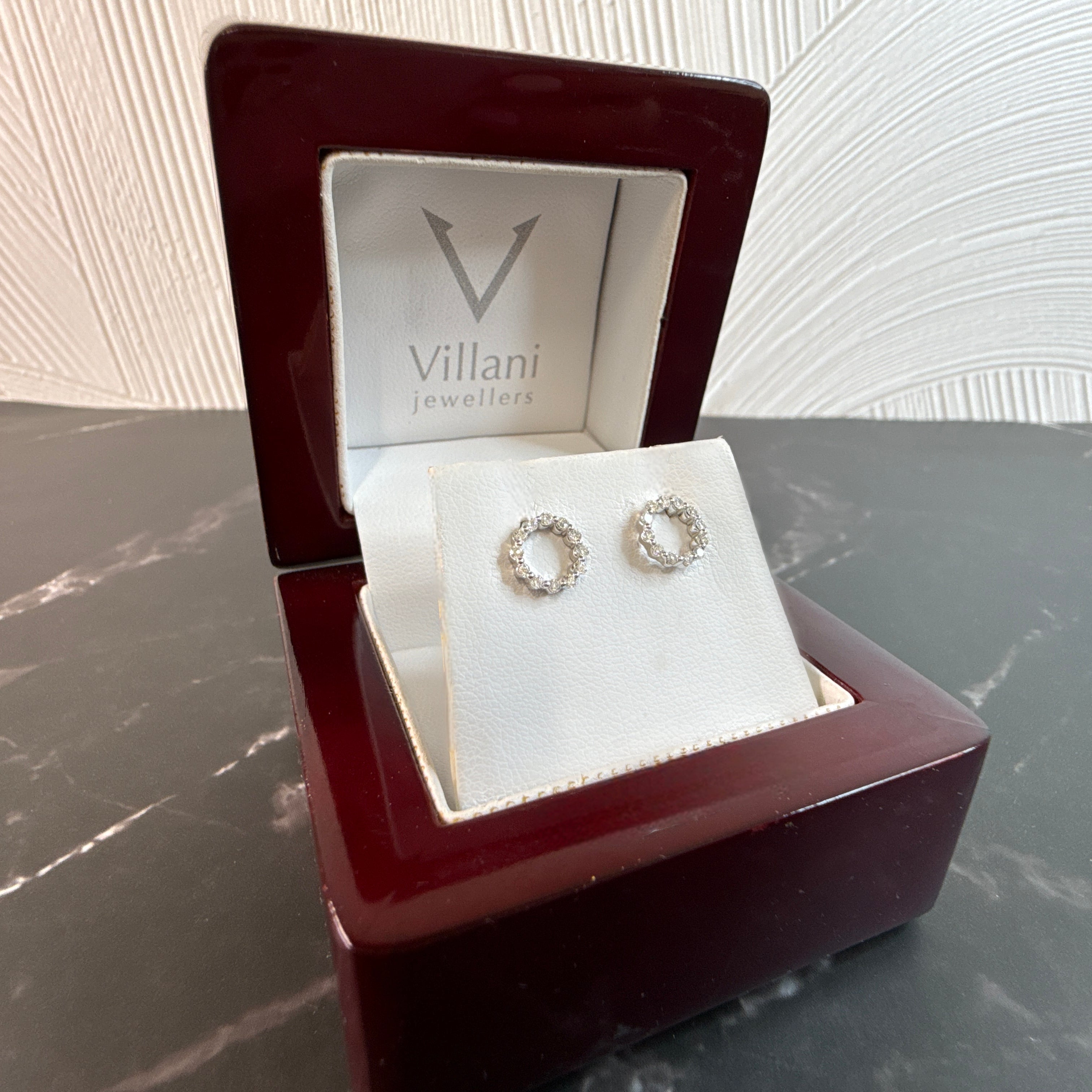 9ct White Gold Circle of Life Diamond Stud Earrings