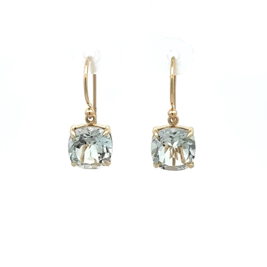 9ct Yellow Gold Cushion-Cut White Topaz Drop Earrings