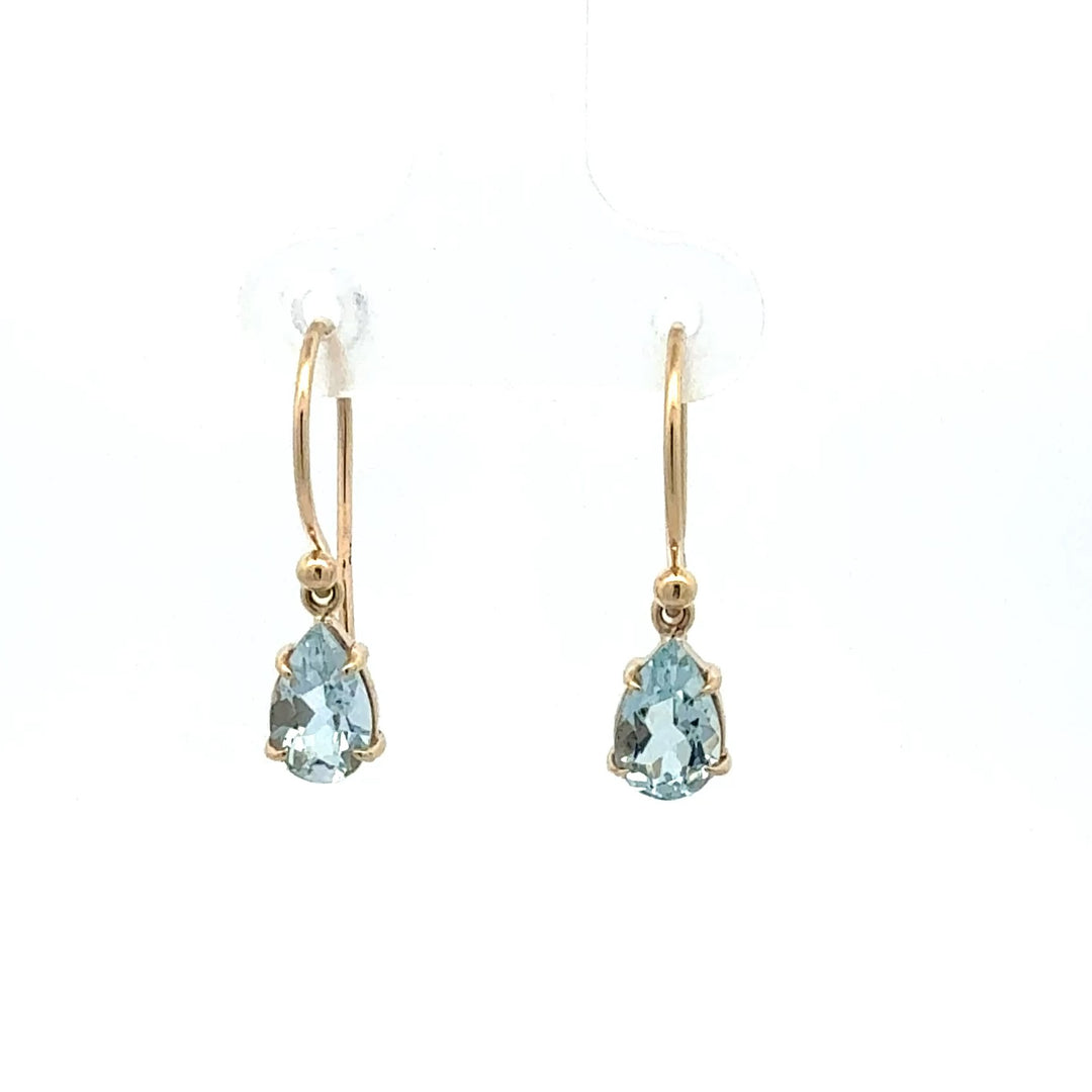 9ct Yellow Gold Aquamarine Drop Earrings