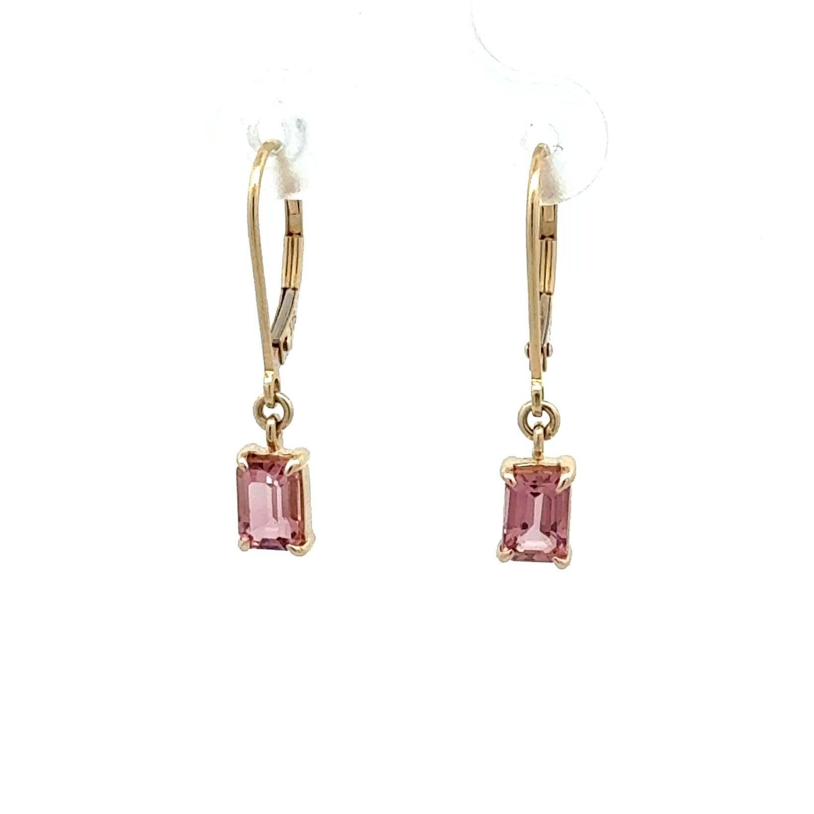 9ct Yellow Gold Pink Tourmaline Drop Earrings