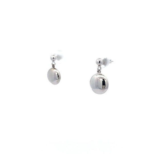 9ct White Gold Button Drop Studs