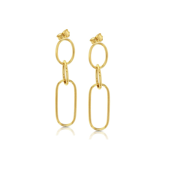 9ct Yellow Gold Paperclip Earrings