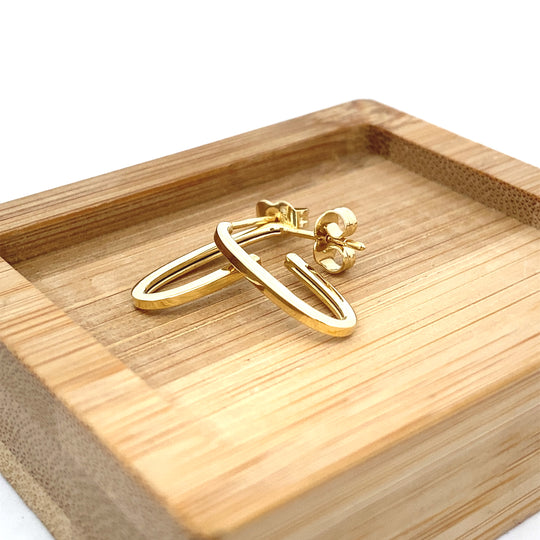 18ct Yellow Gold Square Tube Half Hoop Studs