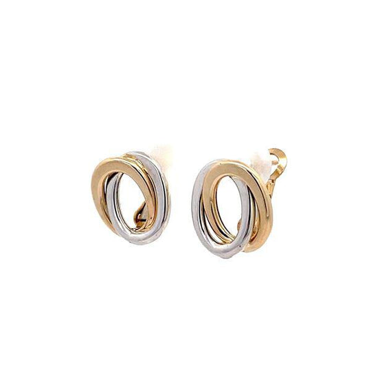 9ct Two-Tone Gold Interlocking Circle Stud Earrings