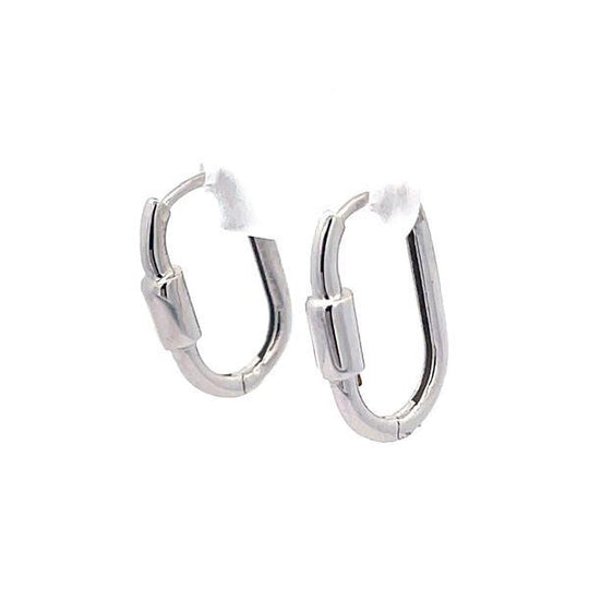 9ct White Gold PaperClip Hardware Huggies