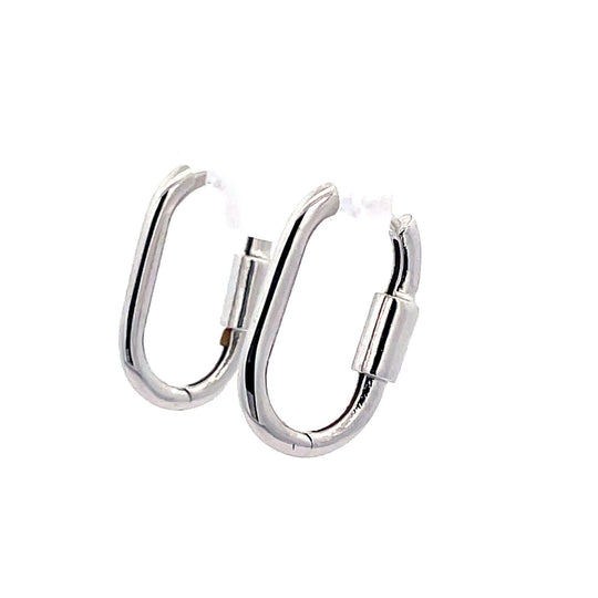 9ct White Gold PaperClip Hardware Huggies