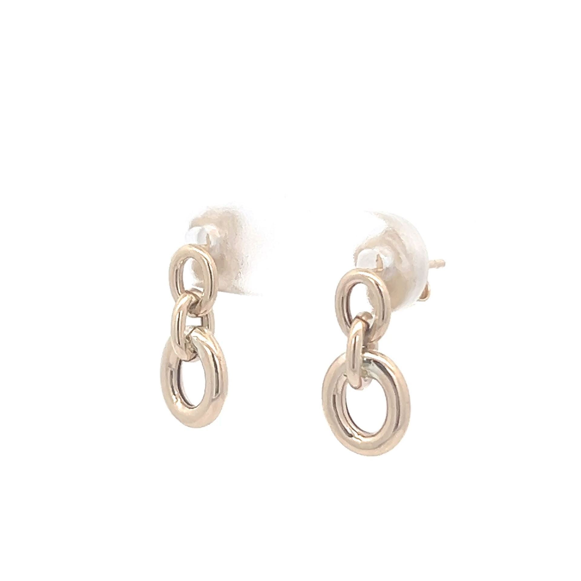 9ct Yellow Gold Triple Ring Drop Earrings