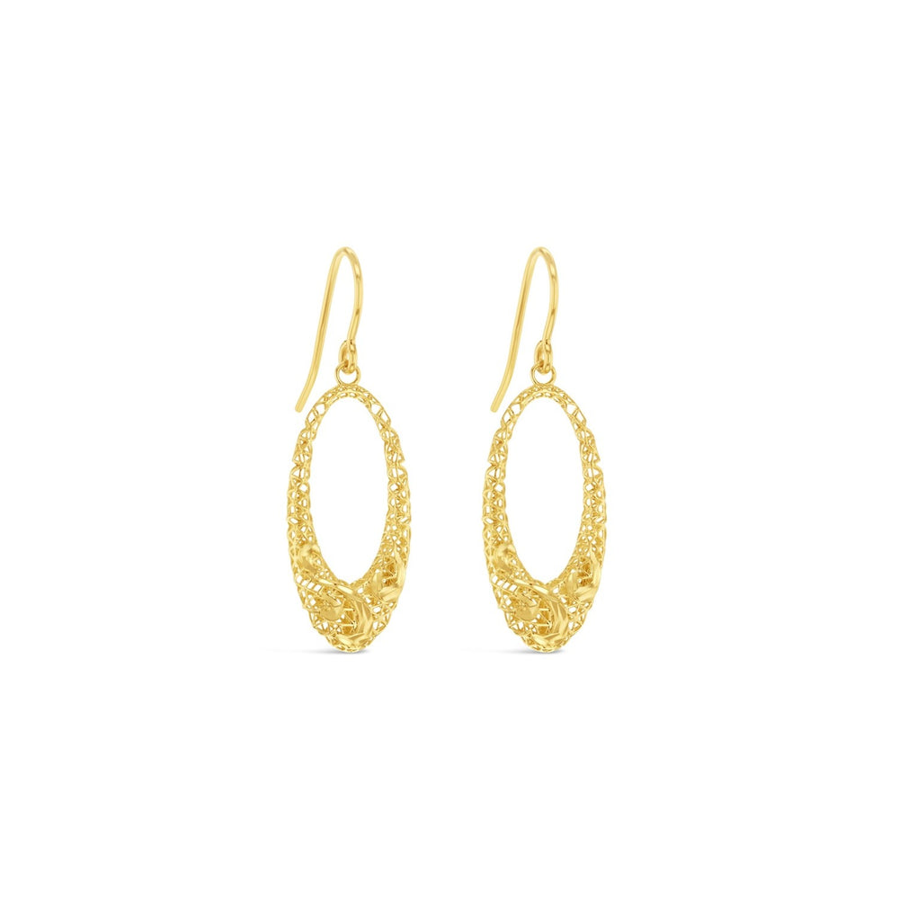 9ct Yellow Gold Weave Oval Drop Earrings