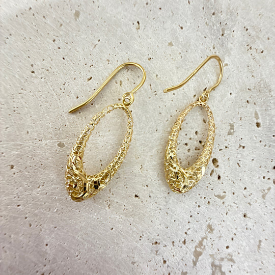 9ct Yellow Gold Weave Oval Drop Earrings