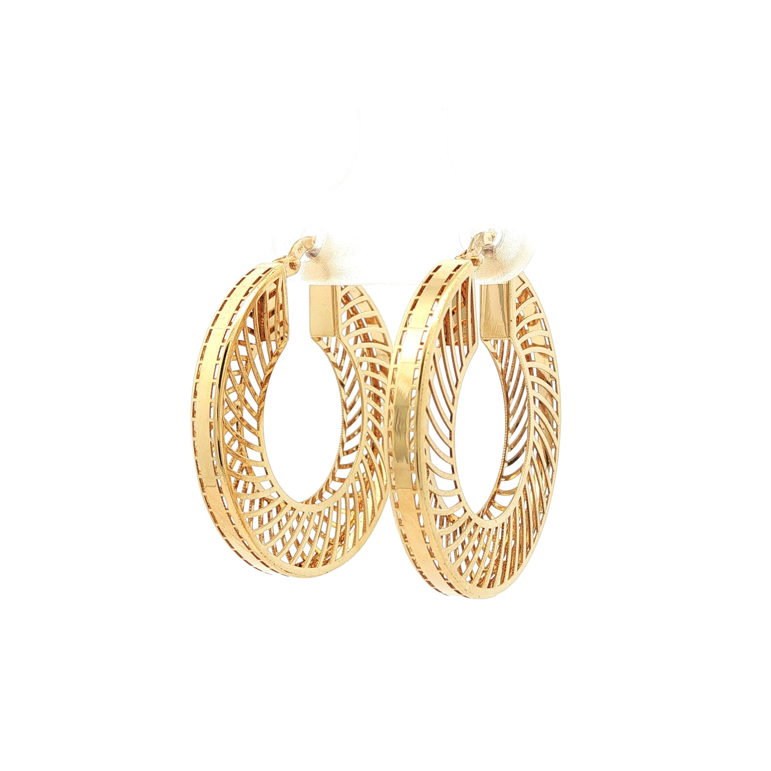 18ct Yellow Gold Fancy Hoop Earrings