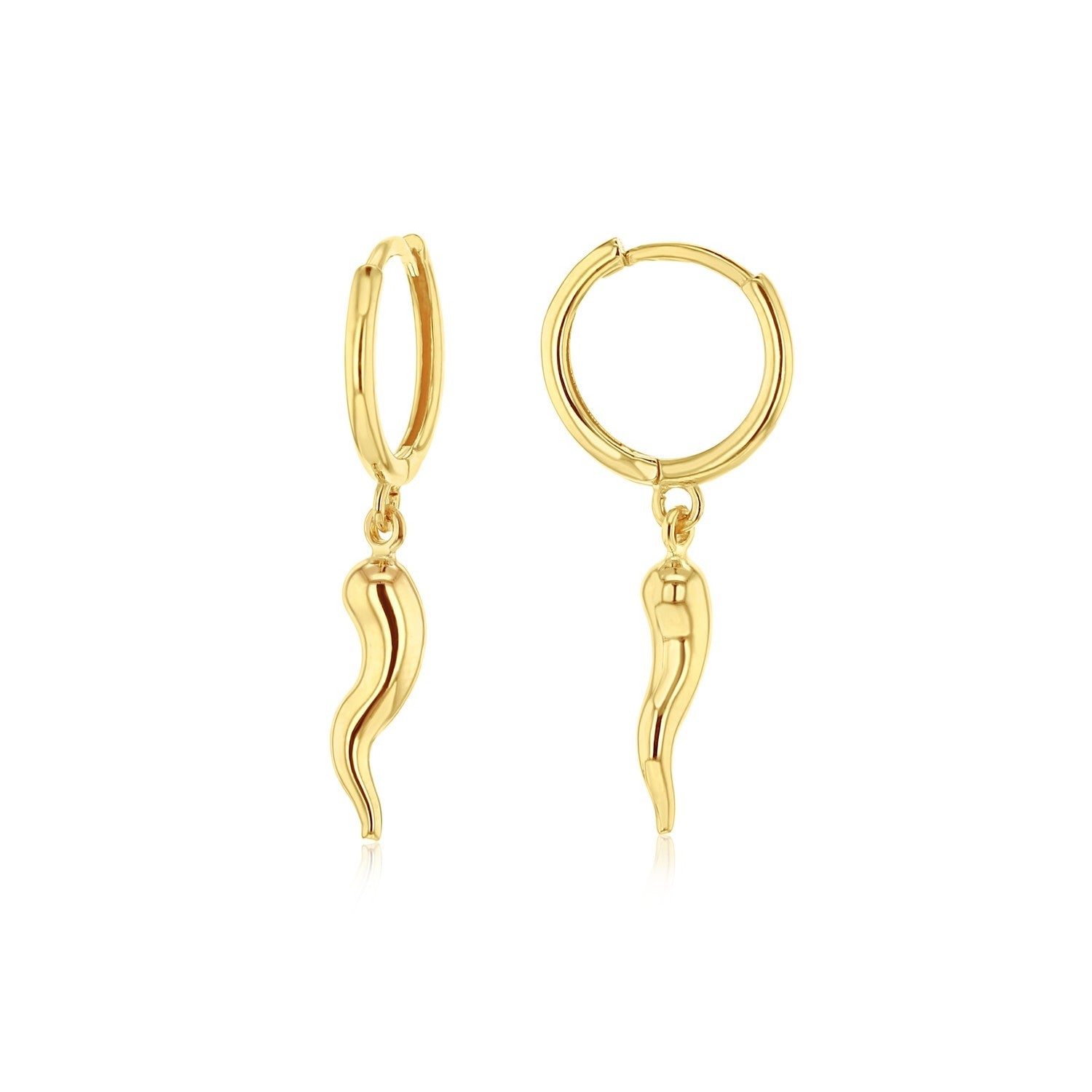 9ct Yellow Gold Corno Horn of Plenty Sleeper Earrings