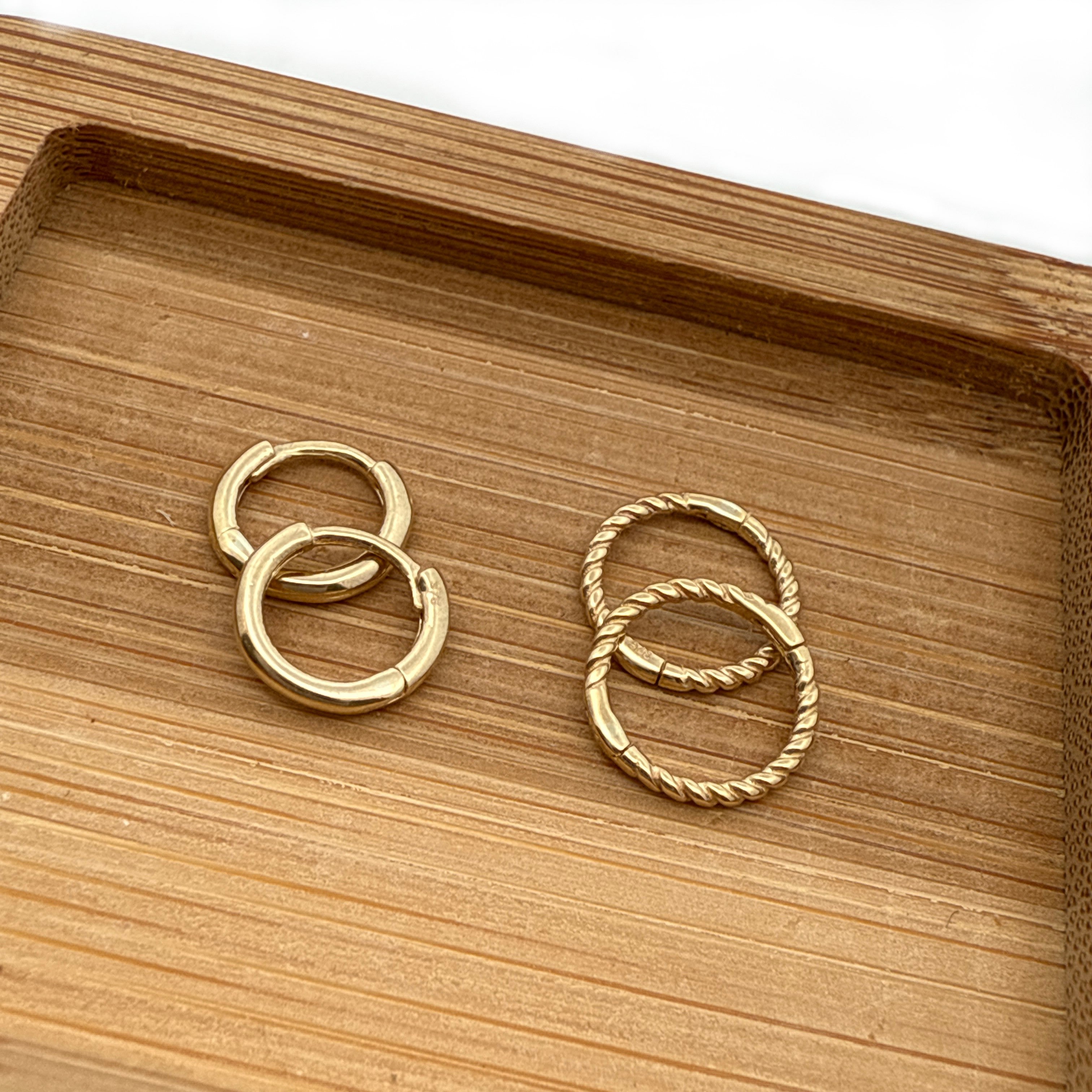 9ct Yellow Gold Sleeper Earrings – Plain or Twisted Finish