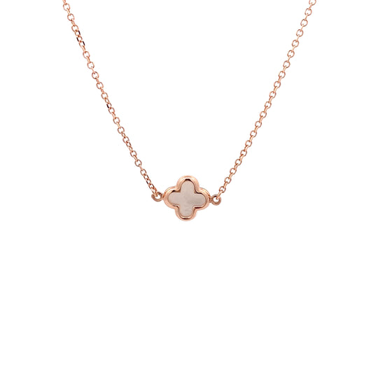 9ct Rose Gold Mother of Pearl Clover Necklace (9mm)