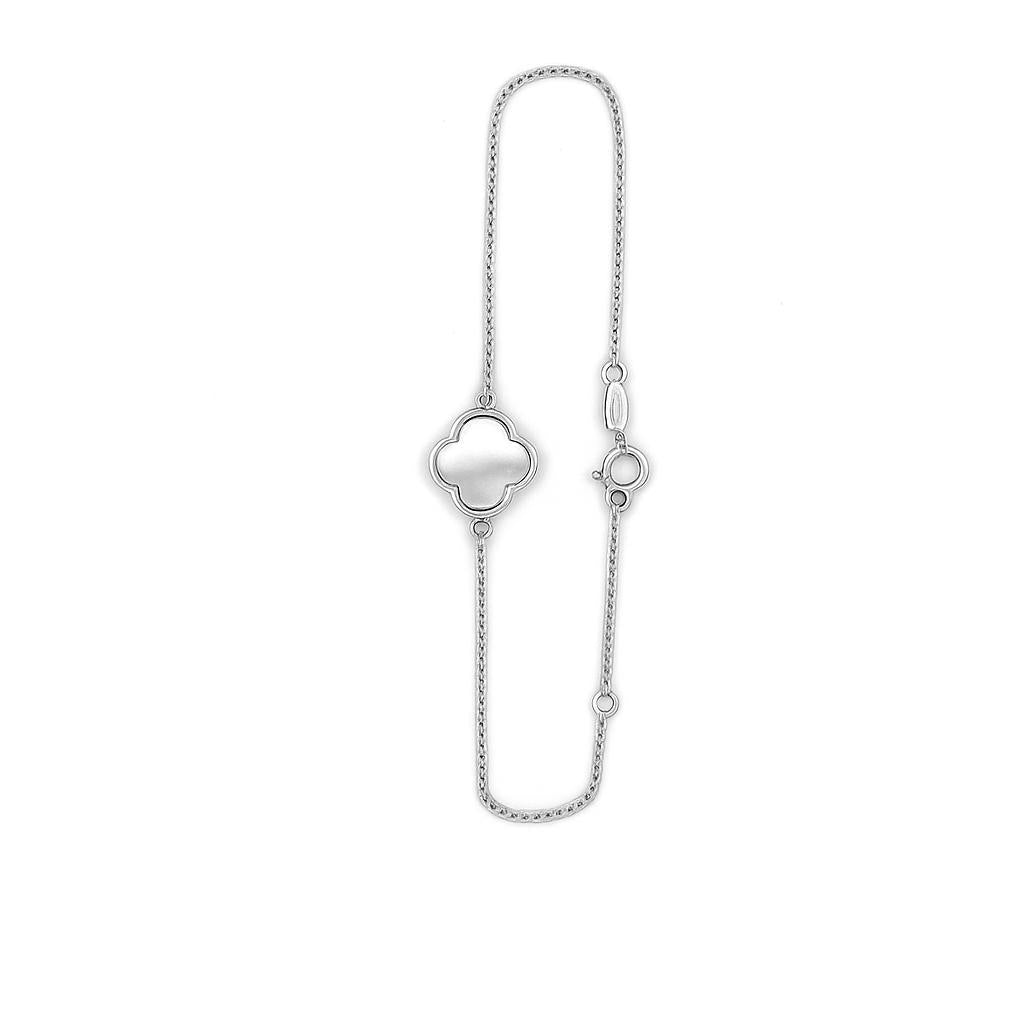 9ct White Gold Clover/Quatrefoil Bracelet (12mm)