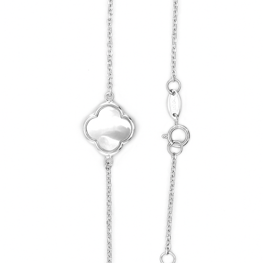 9ct White Gold Clover/Quatrefoil Bracelet (12mm)