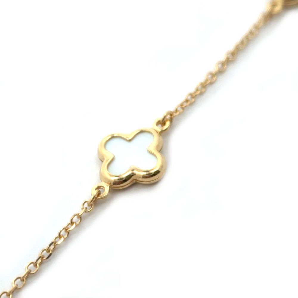 9ct Yellow Gold Mother of Pearl Clover/Quatrefoil Bracelet (9mm)