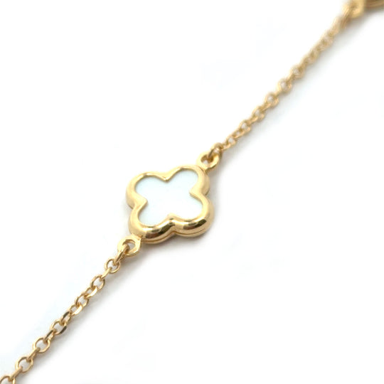 9ct Yellow Gold Mother of Pearl Clover/Quatrefoil Bracelet (9mm)