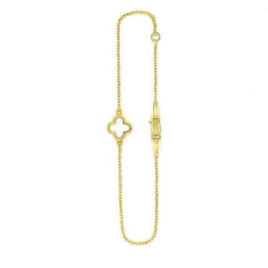 9ct Yellow Gold Mother of Pearl Clover/Quatrefoil Bracelet (9mm)