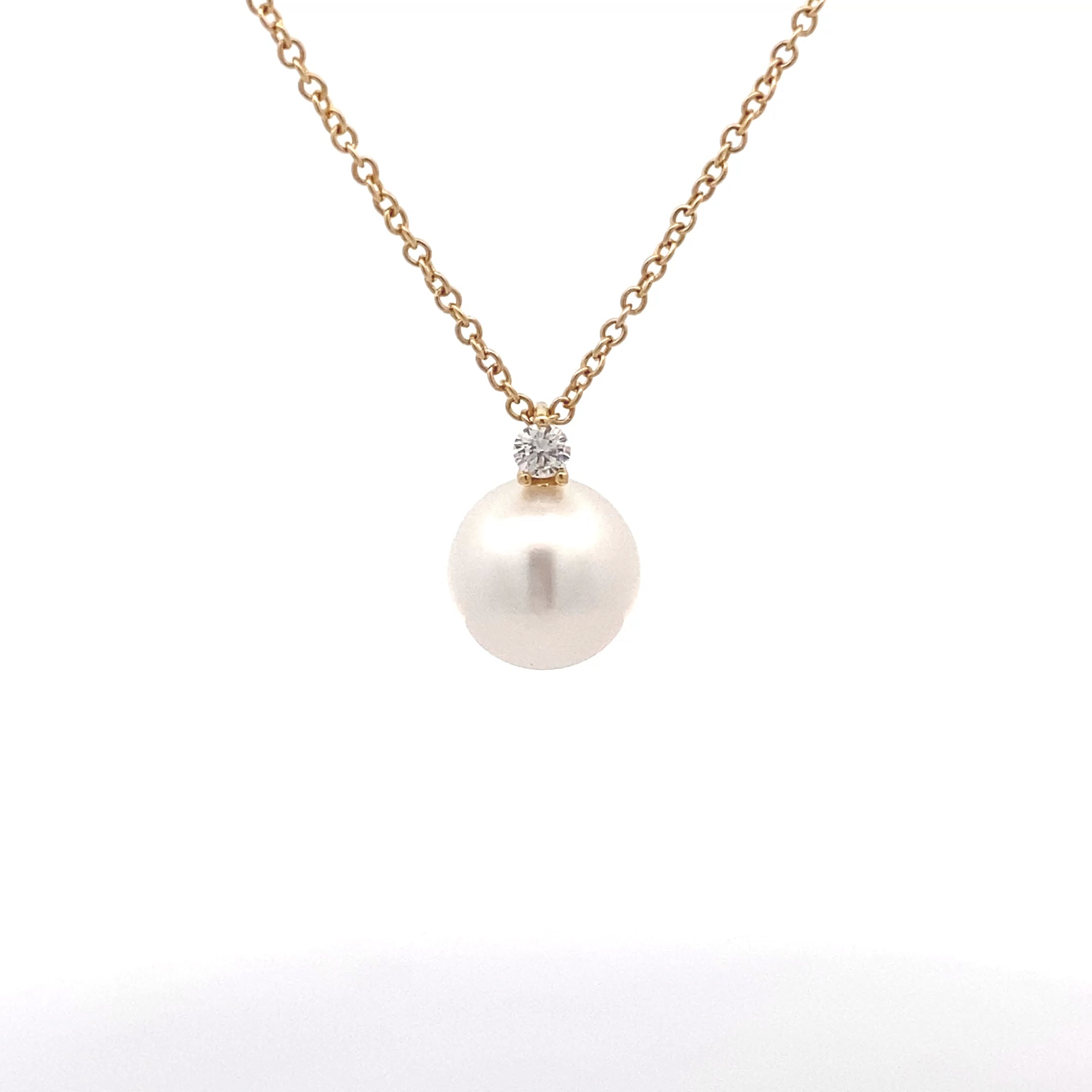 18ct Yellow Gold Autore 10mm South Sea Pearl Diamond Necklace