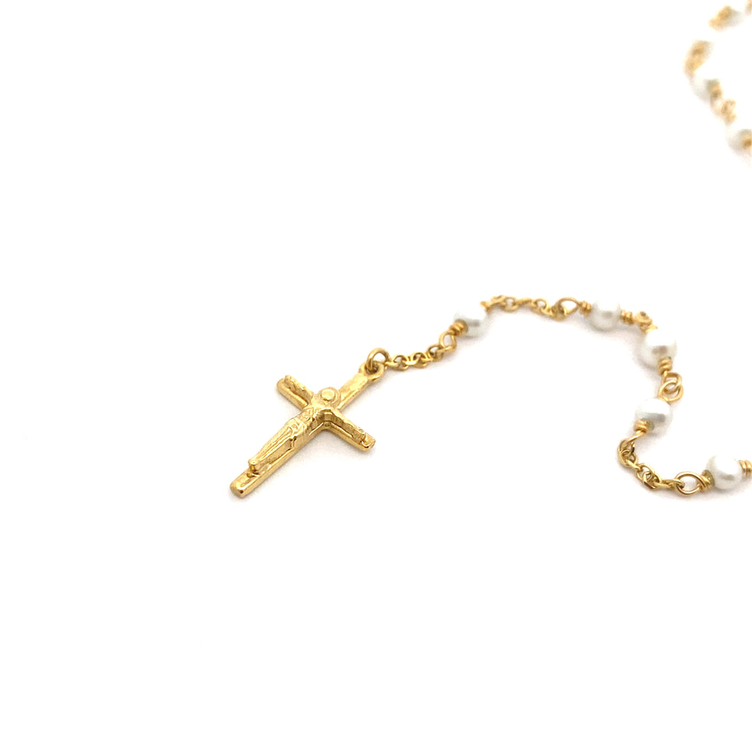 9ct Yellow Gold Pearl Rosary Necklace