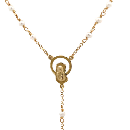 9ct Yellow Gold Pearl Rosary Necklace