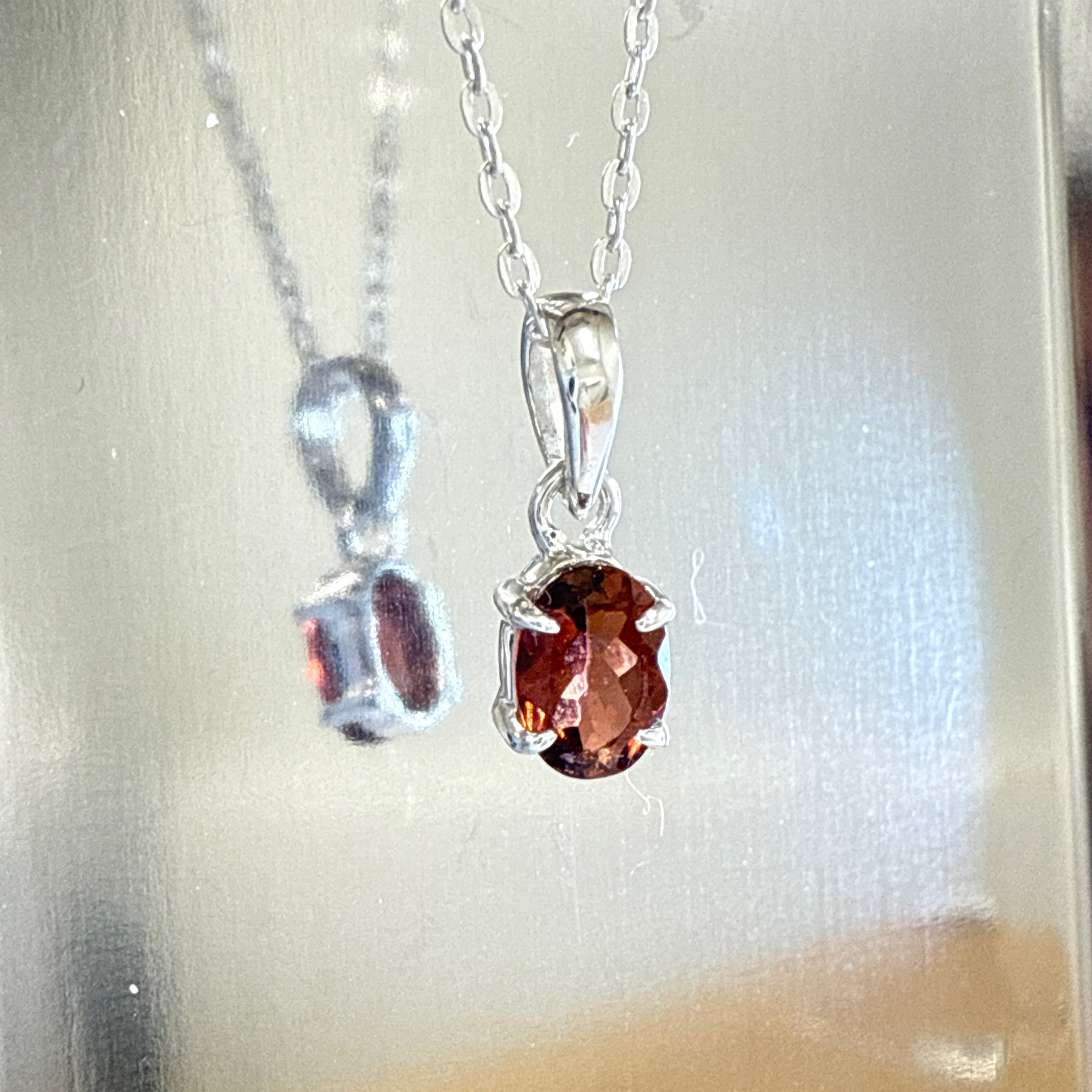 Sterling Silver Oval Pink Tourmaline Pendant with Chain