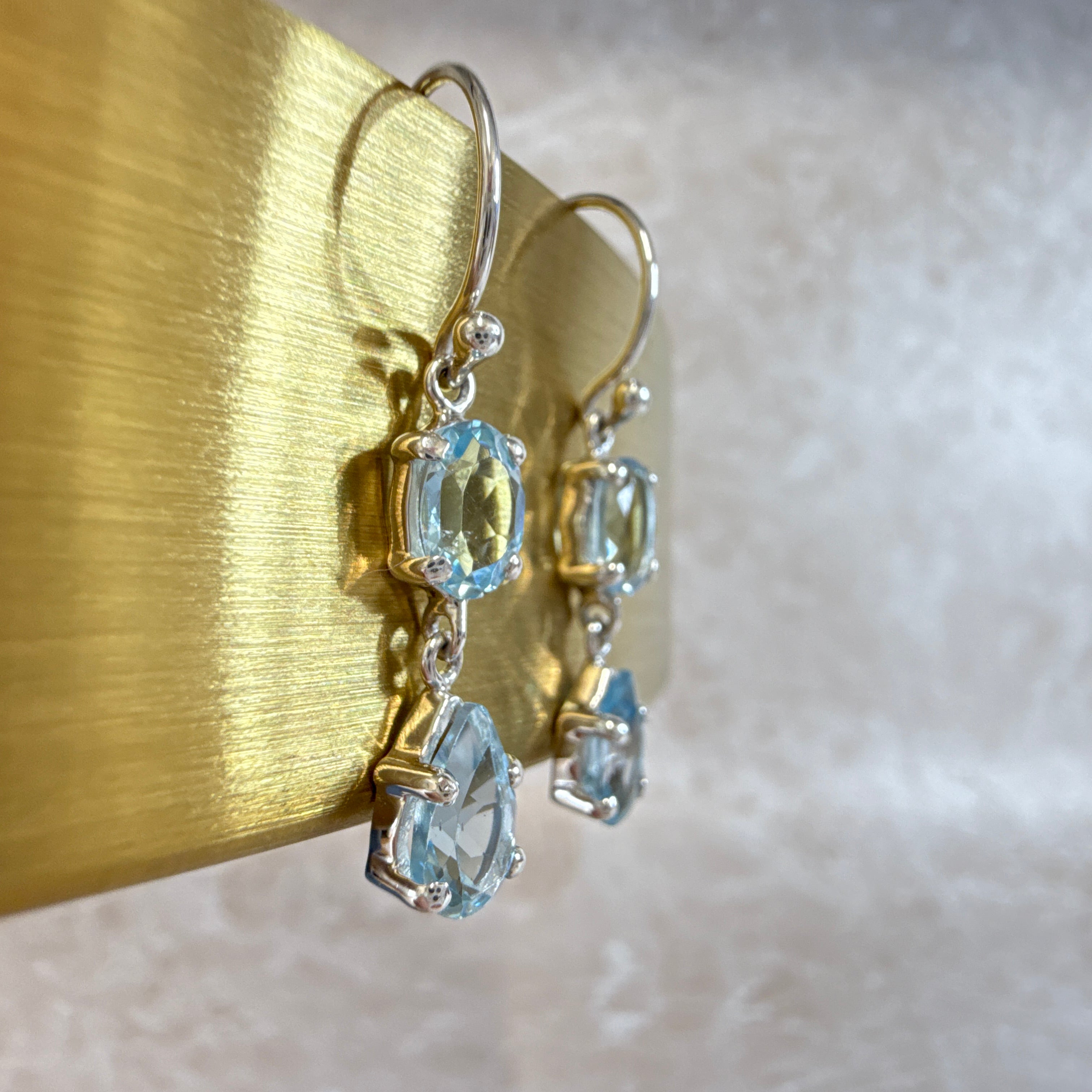 Sterling Silver Topaz Double Drop Earrings
