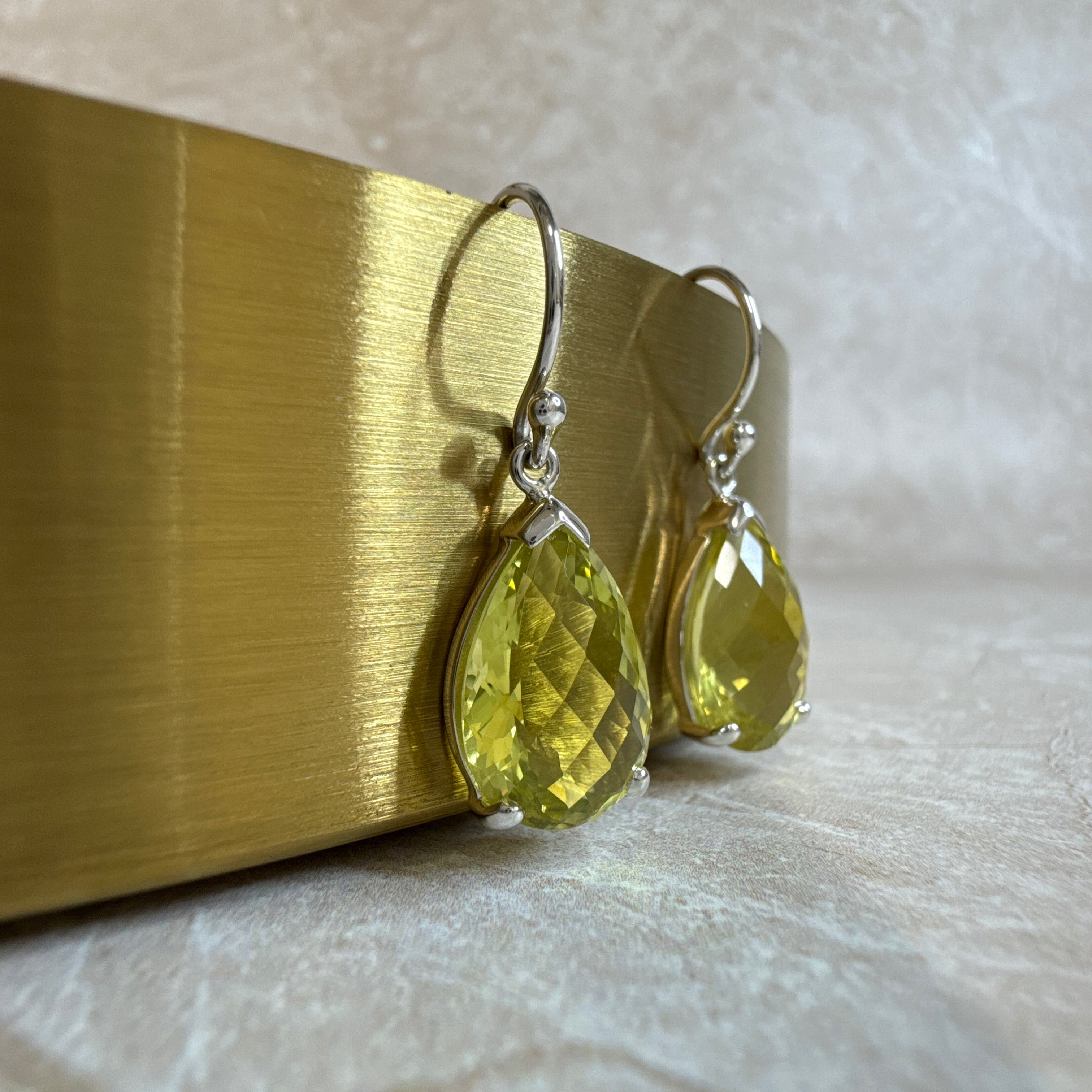 Sterling Silver Lemon Quartz Drop Earrings