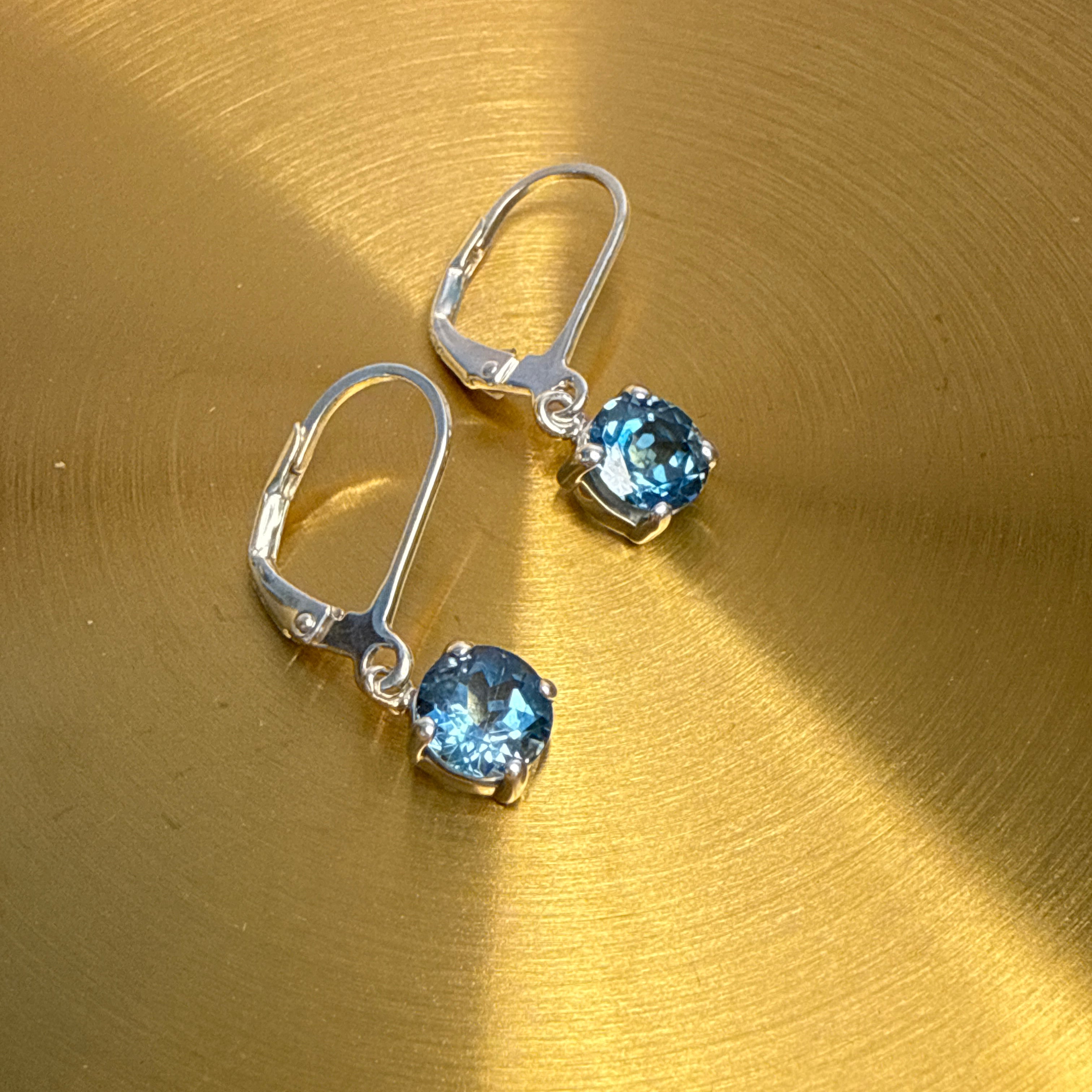 Sterling Silver London Blue Topaz Continental Drop Earrings