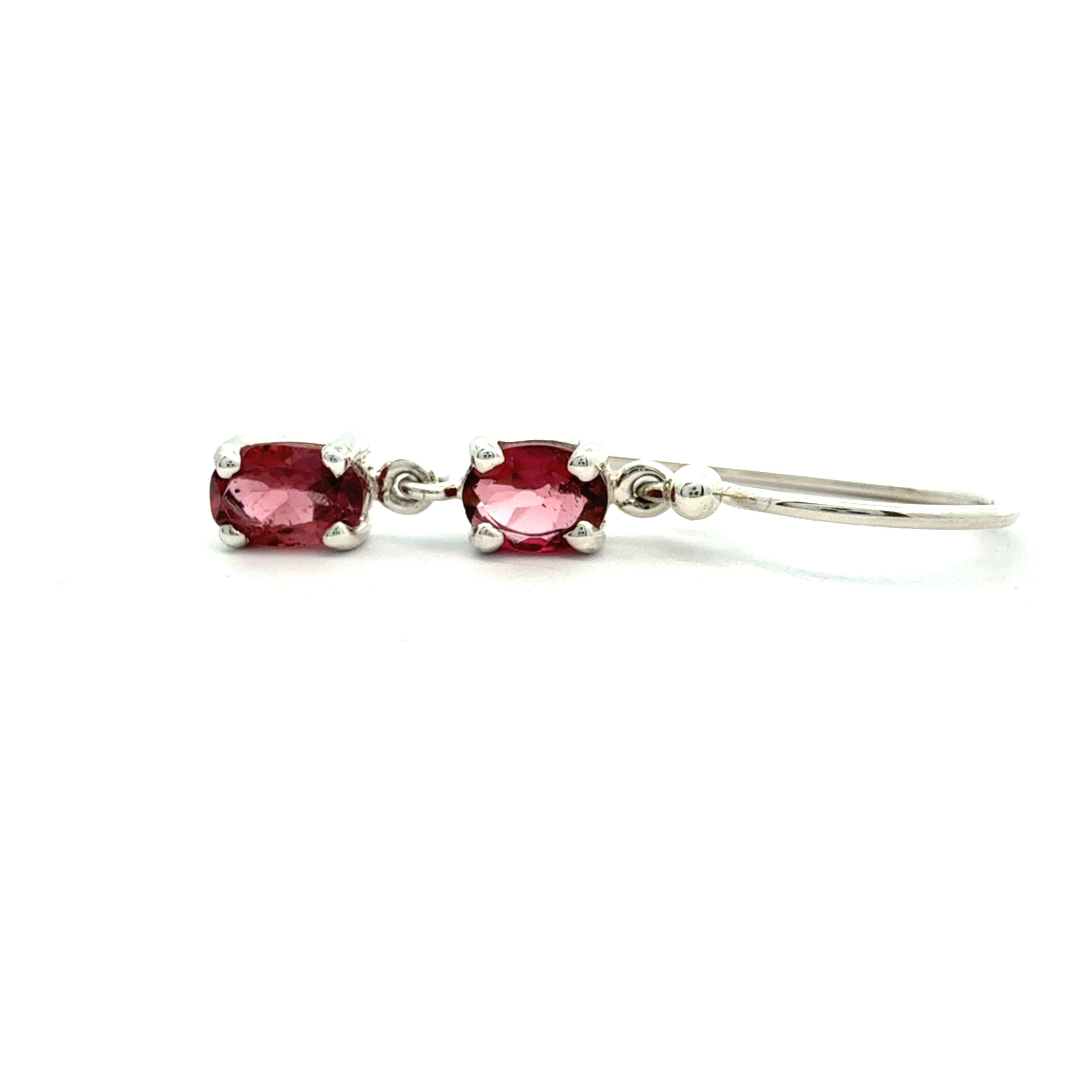 Sterling Silver Pink Tourmaline Double Drop Earrings