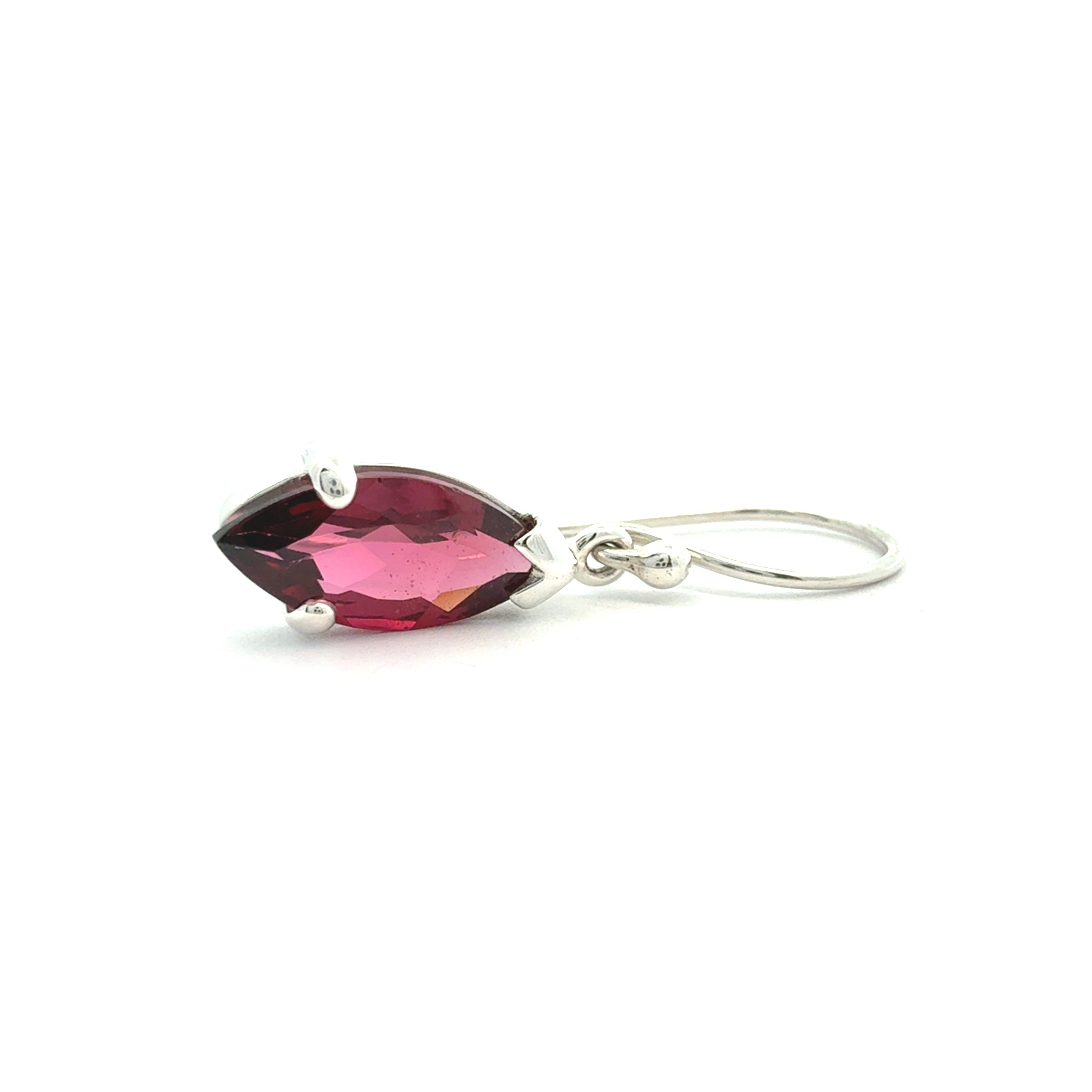 Sterling Silver Marquise Rhodolite Garnet Drop Earrings