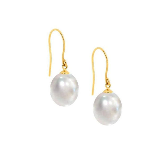 9ct Yellow Gold Pearl Drop Earrings