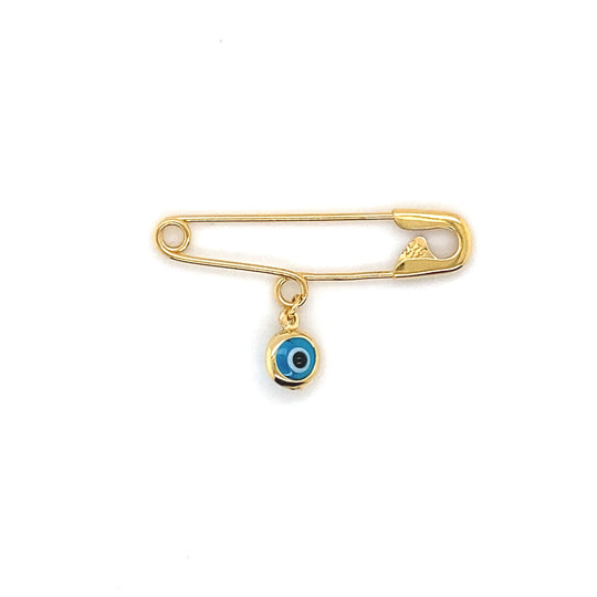 9ct Gold Baby Pin with Evil Eye Charm
