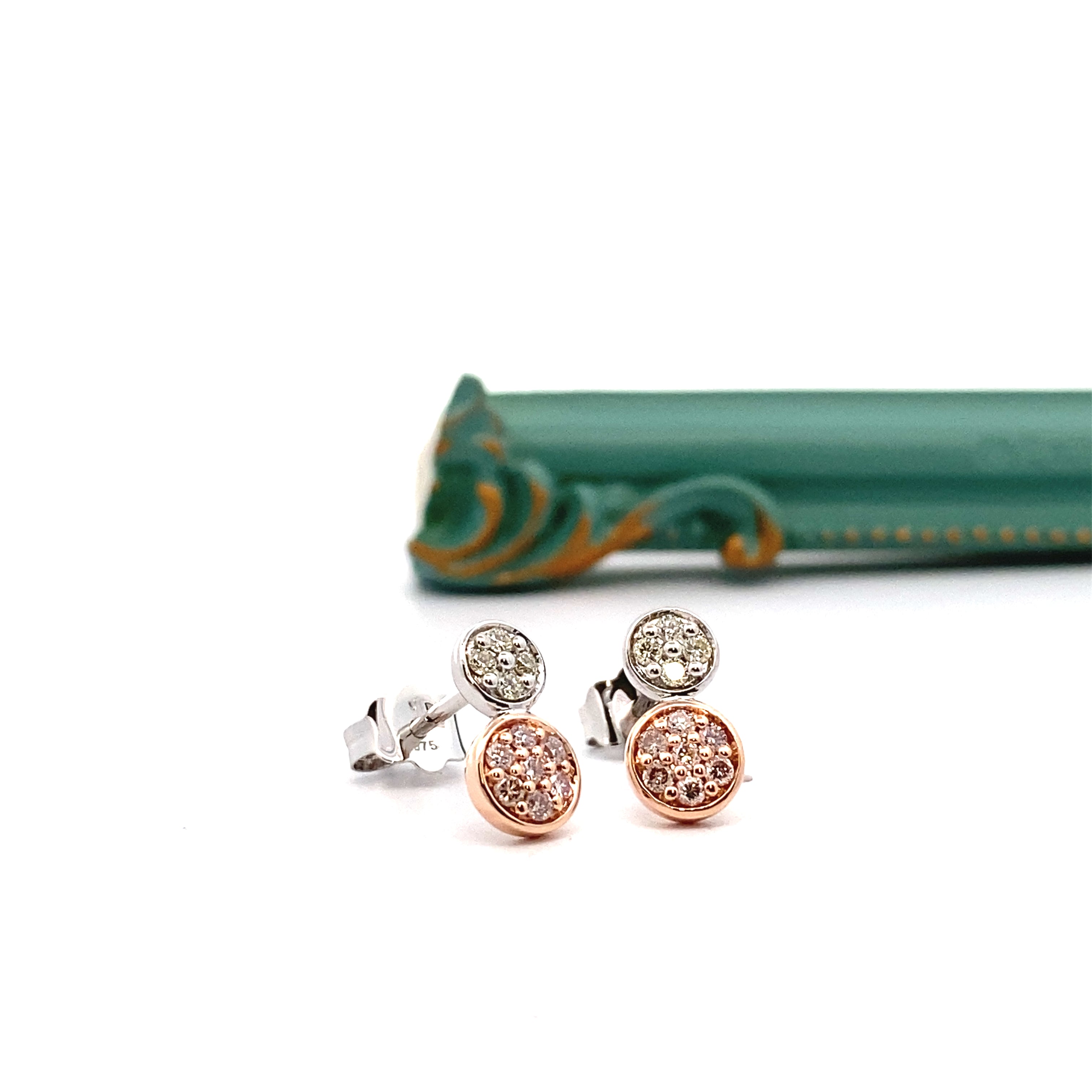 9ct White and Rose Gold Australian Pink Diamond Earrings from the Argyle Mine
