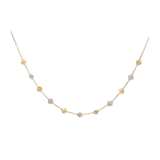 18ct Yellow & White Gold Cube Station Necklace