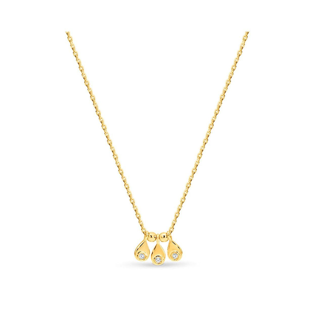 9ct Yellow Gold  Diamond Teardrop Necklace
