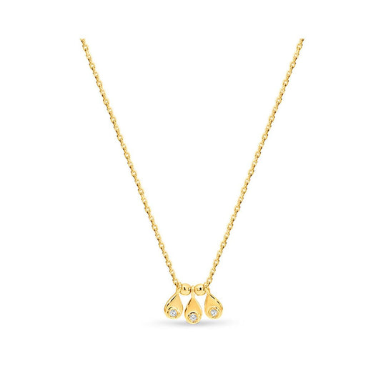 9ct Yellow Gold  Diamond Teardrop Necklace