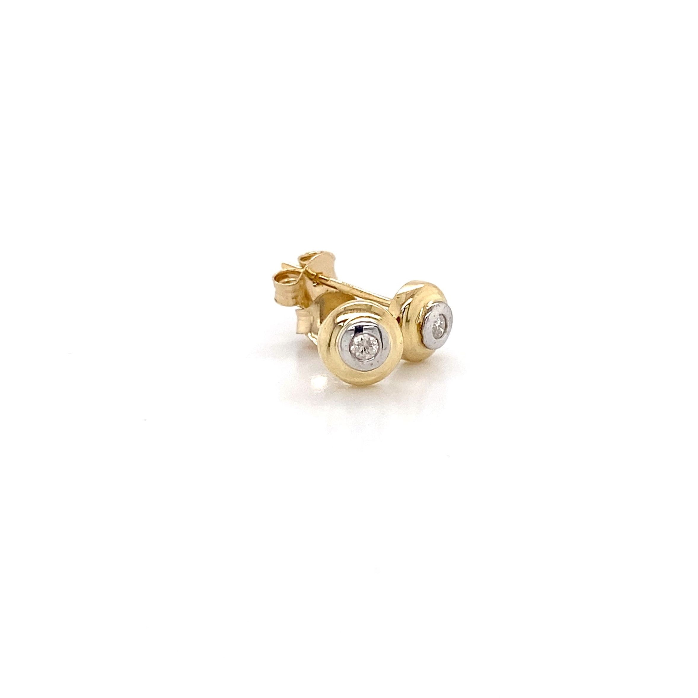 9ct Gold Double Bezel set Diamond Earrings