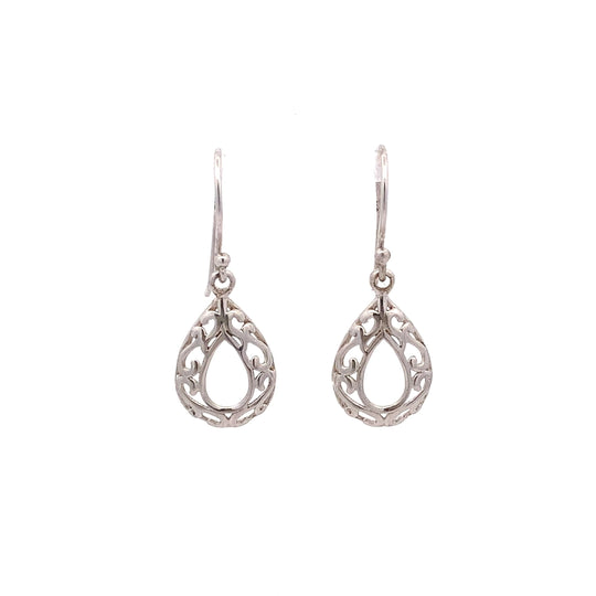 Sterling Silver Filigree Teardrop Earrings