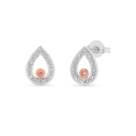 9ct White and Rose Gold Australian Pink Diamond Stud Earrings from the Argyle Mine