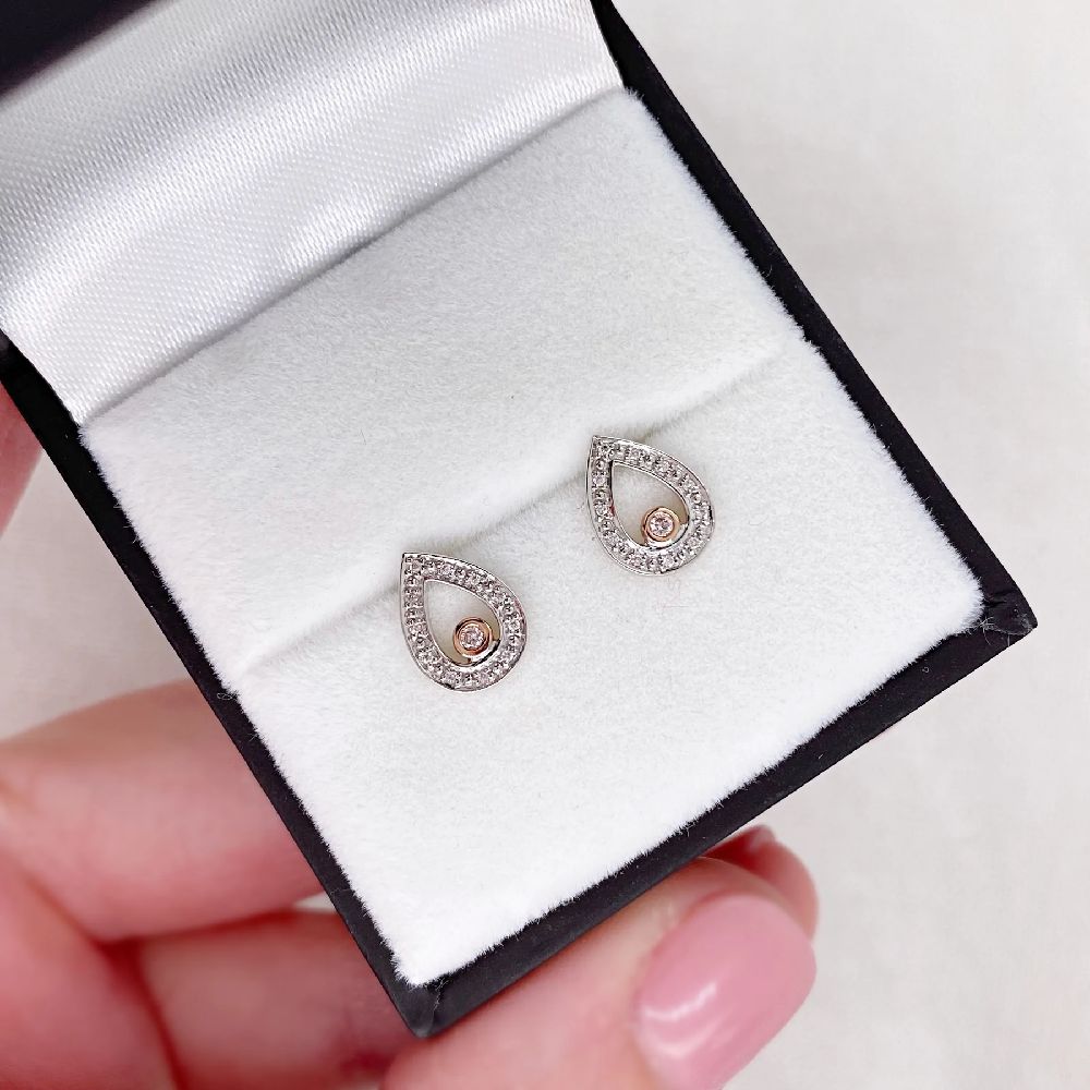 9ct White and Rose Gold Australian Pink Diamond Stud Earrings from the Argyle Mine