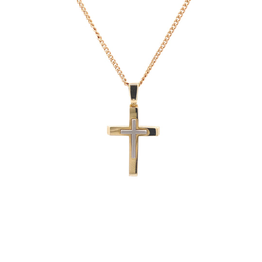 9ct Yellow & White Gold Cross